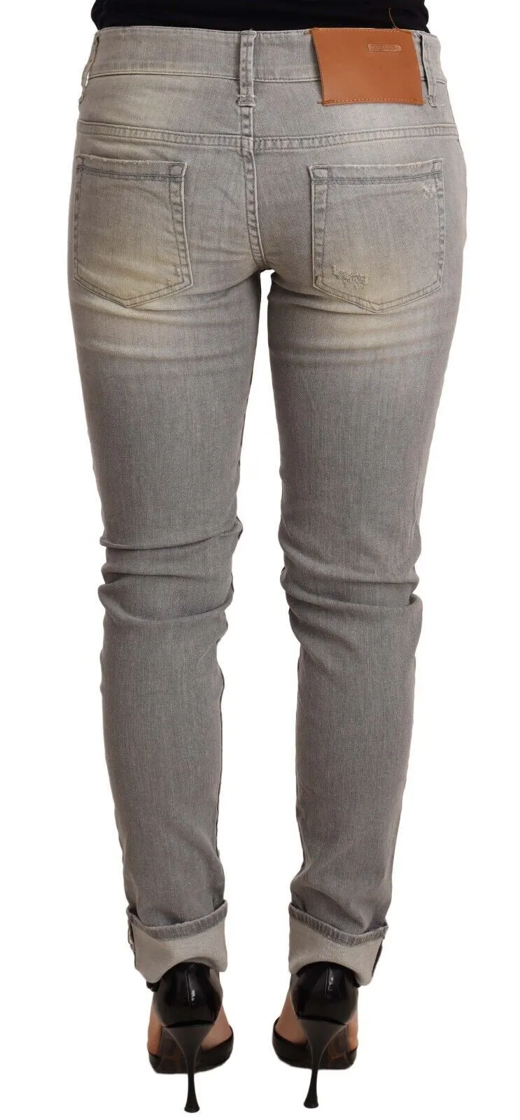 Acht  Cotton Slim Fit Folded Hem Women blue Women's Pant