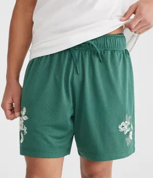Aeropostale Embroidered Floral Mesh Shorts 6"