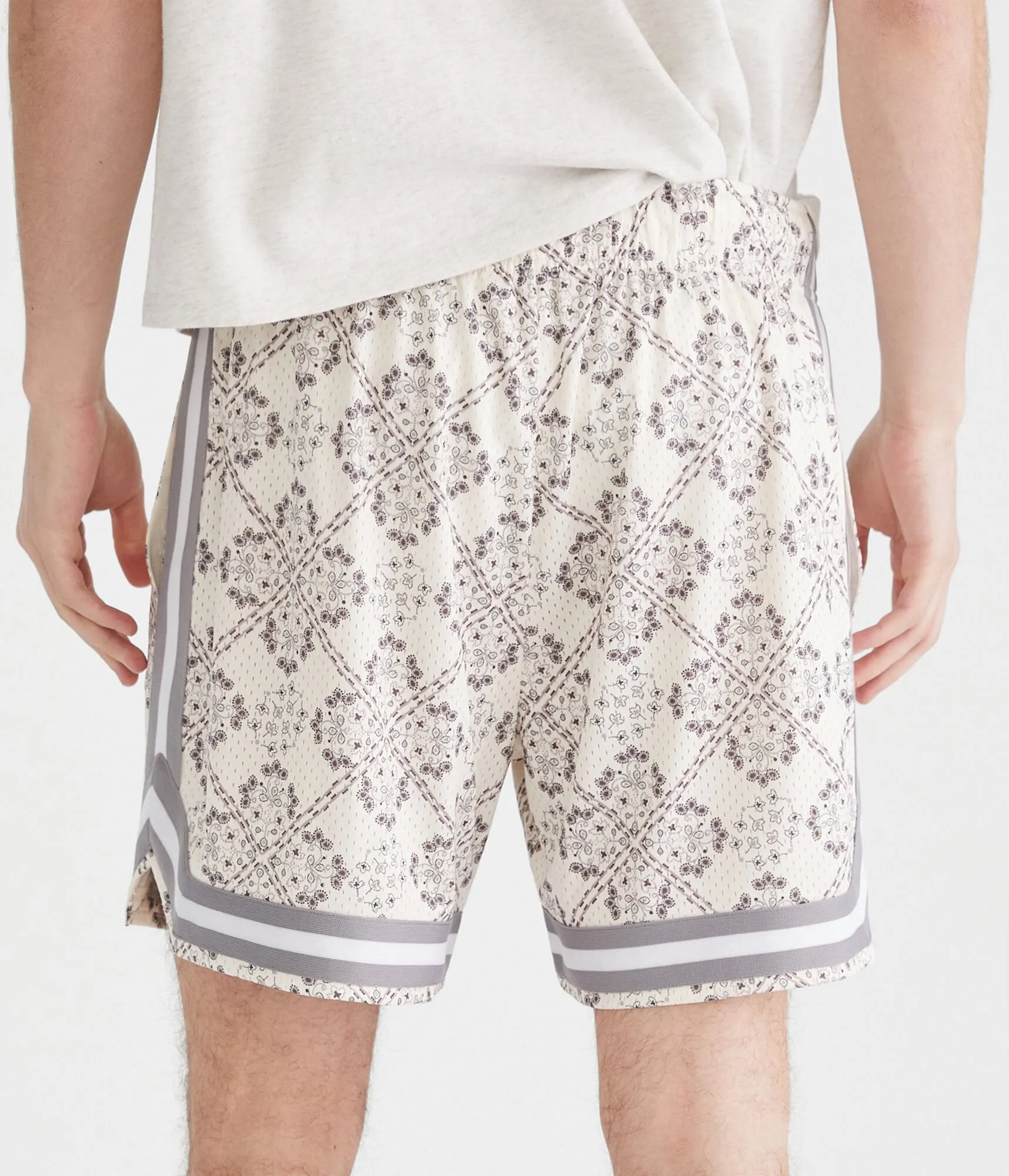 Aeropostale Floral Diamond Print Mesh Shorts 6"