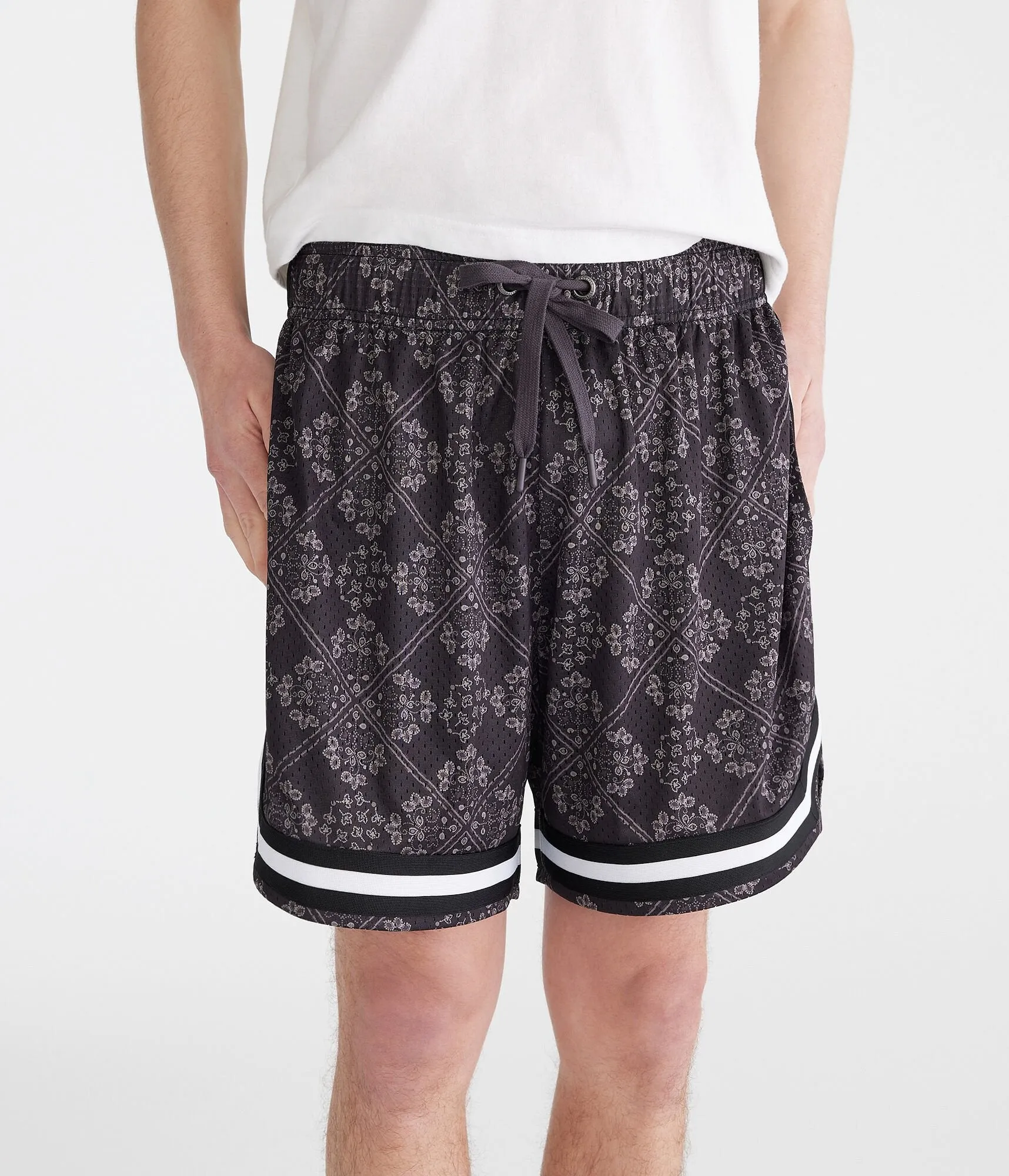 Aeropostale Floral Diamond Print Mesh Shorts 6"