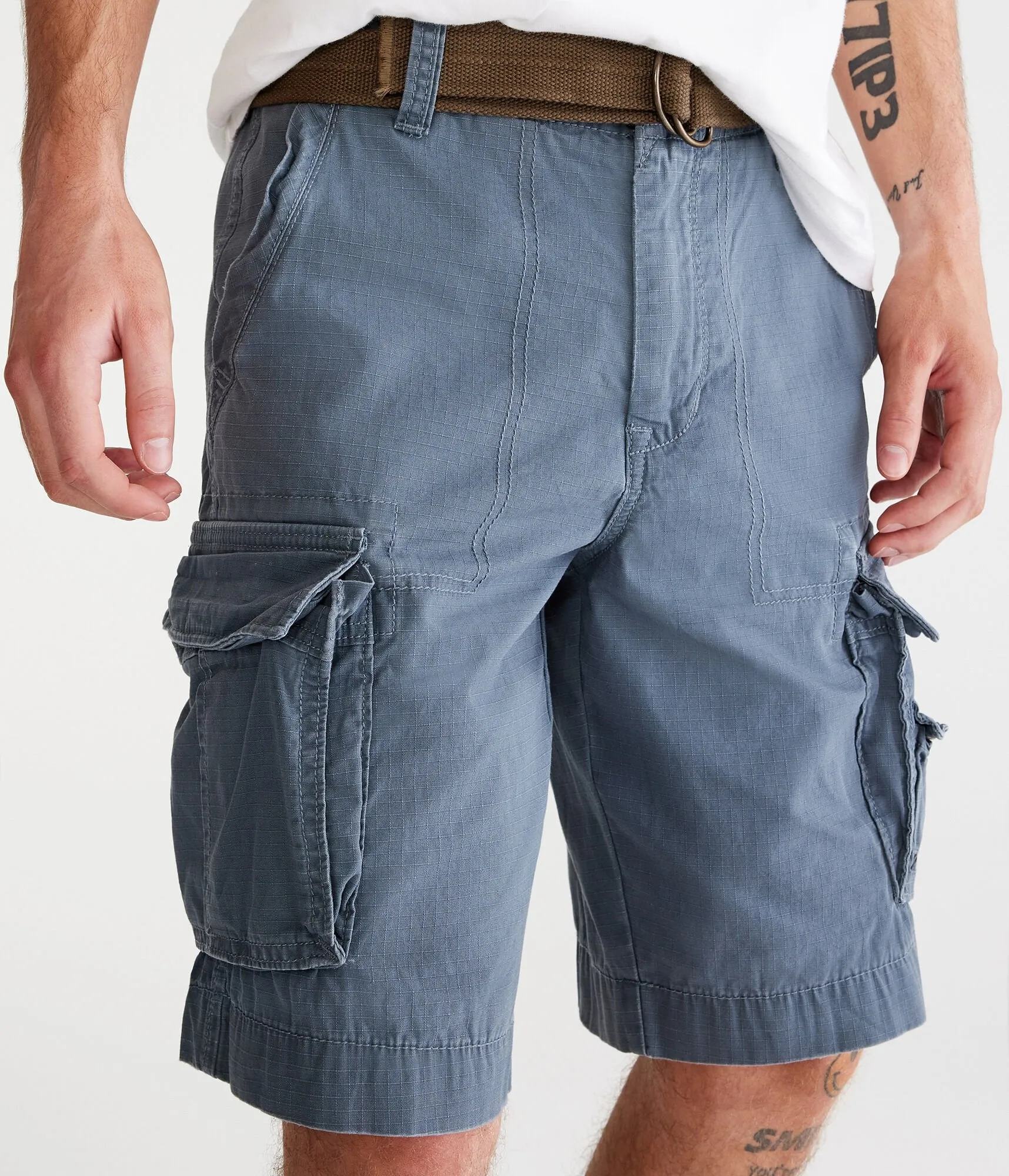 Aeropostale Mens Men's Solid Belted Cargo Shorts*** Black