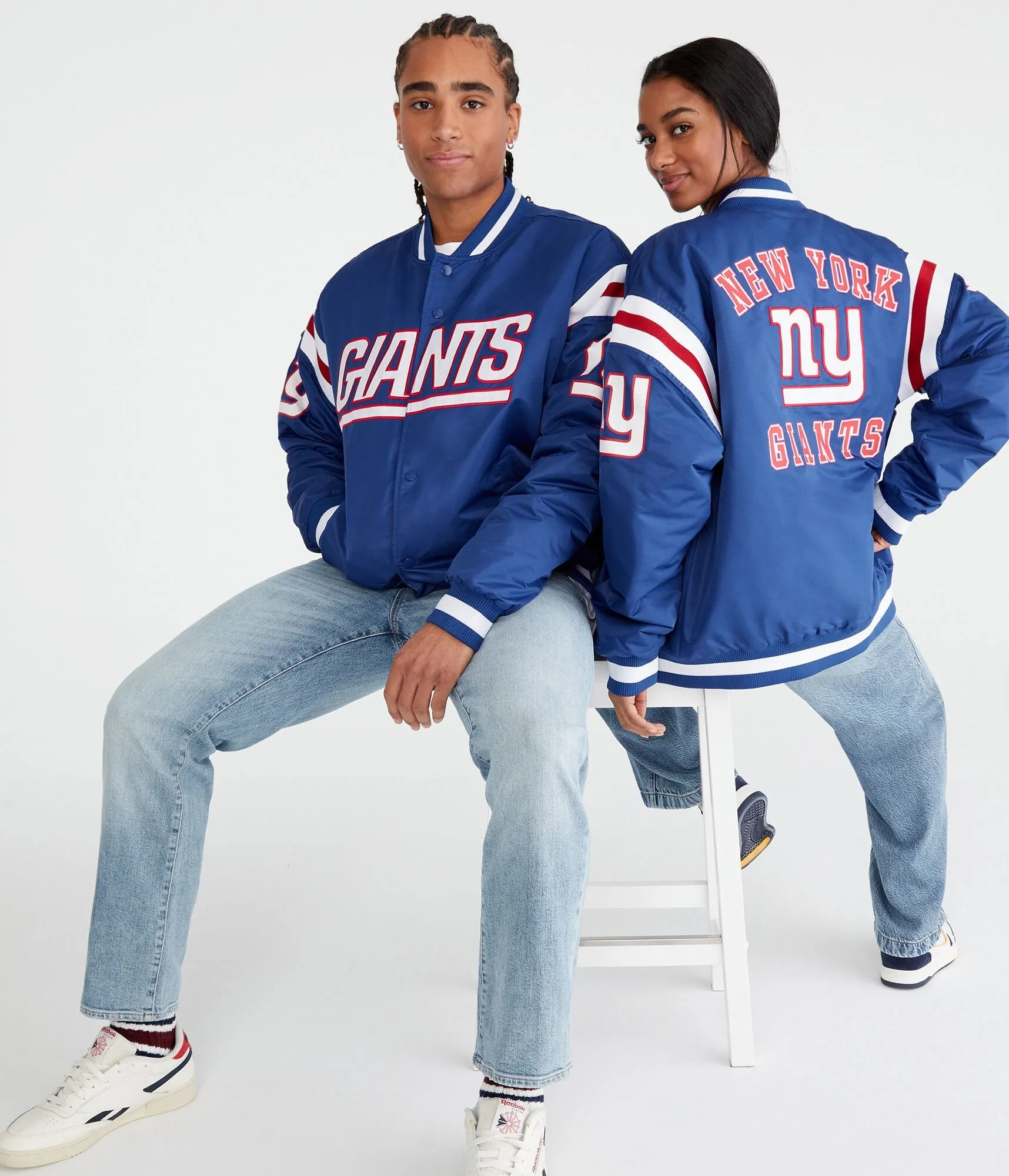 Aeropostale New York Giants Striped Bomber Jacket