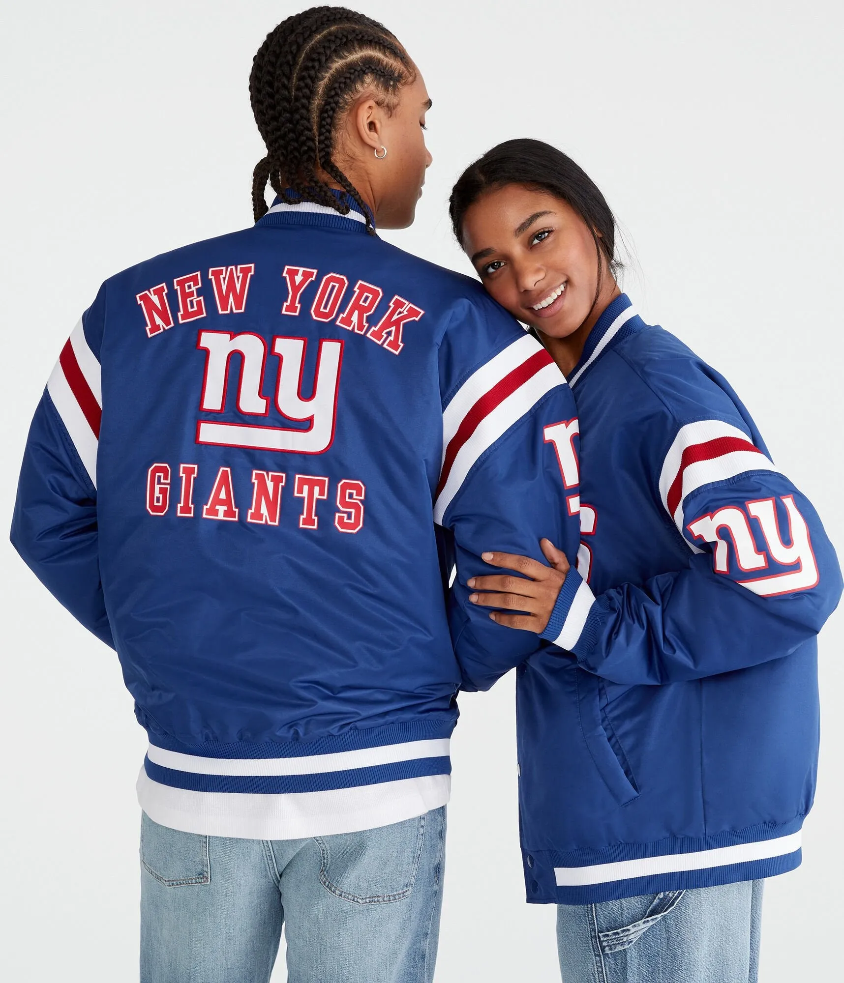 Aeropostale New York Giants Striped Bomber Jacket