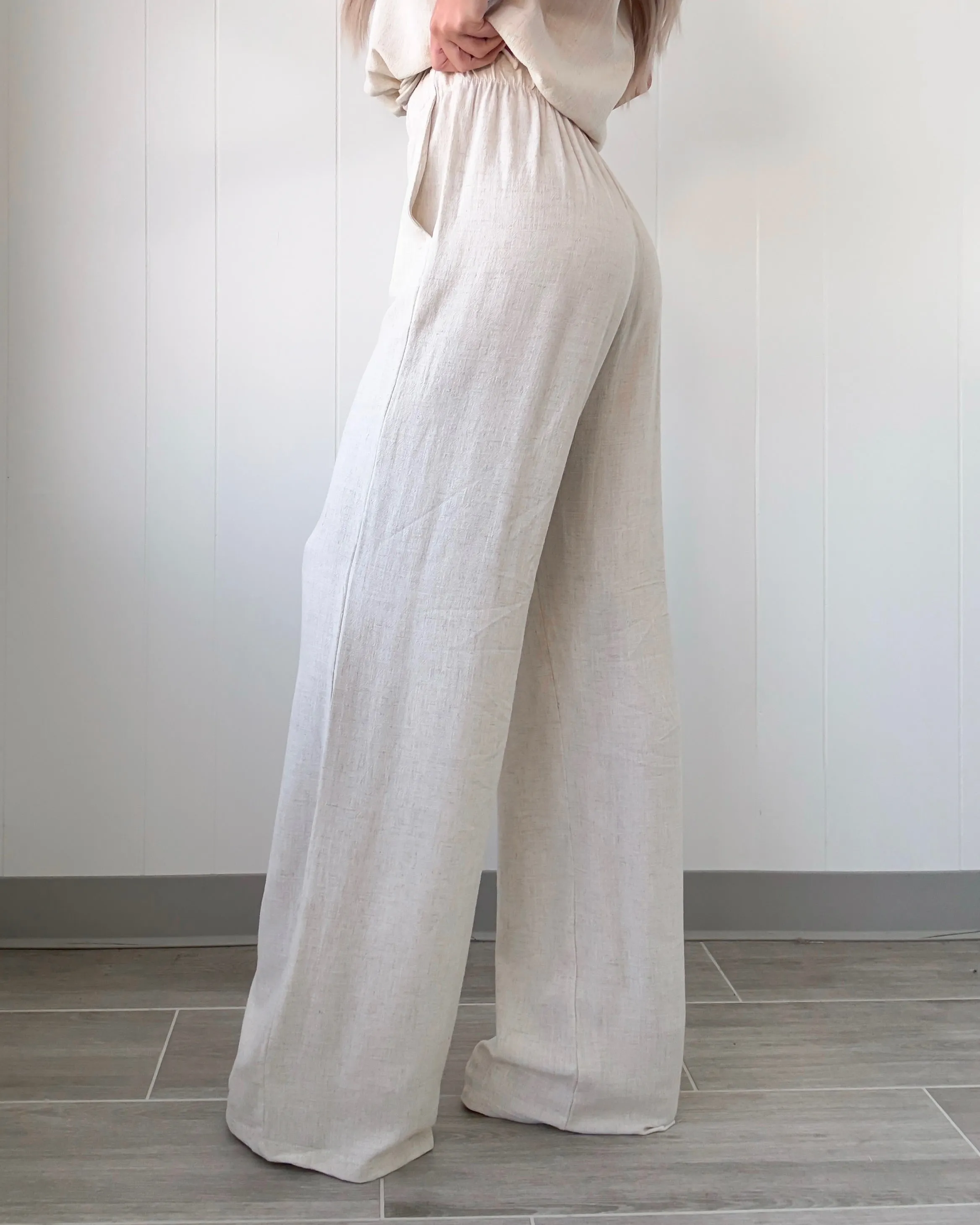 Airy Affair Linen Wide Leg Pants - Oat