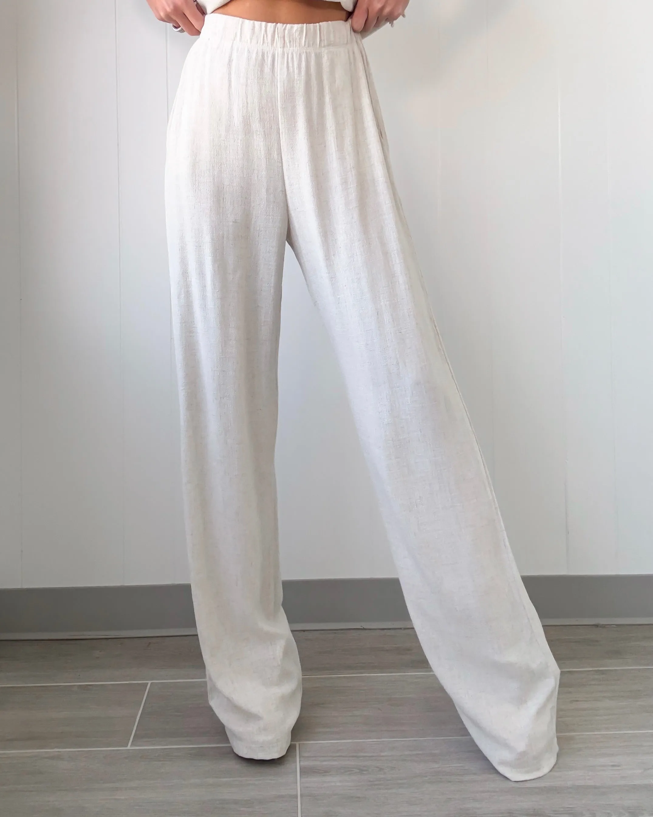 Airy Affair Linen Wide Leg Pants - Oat