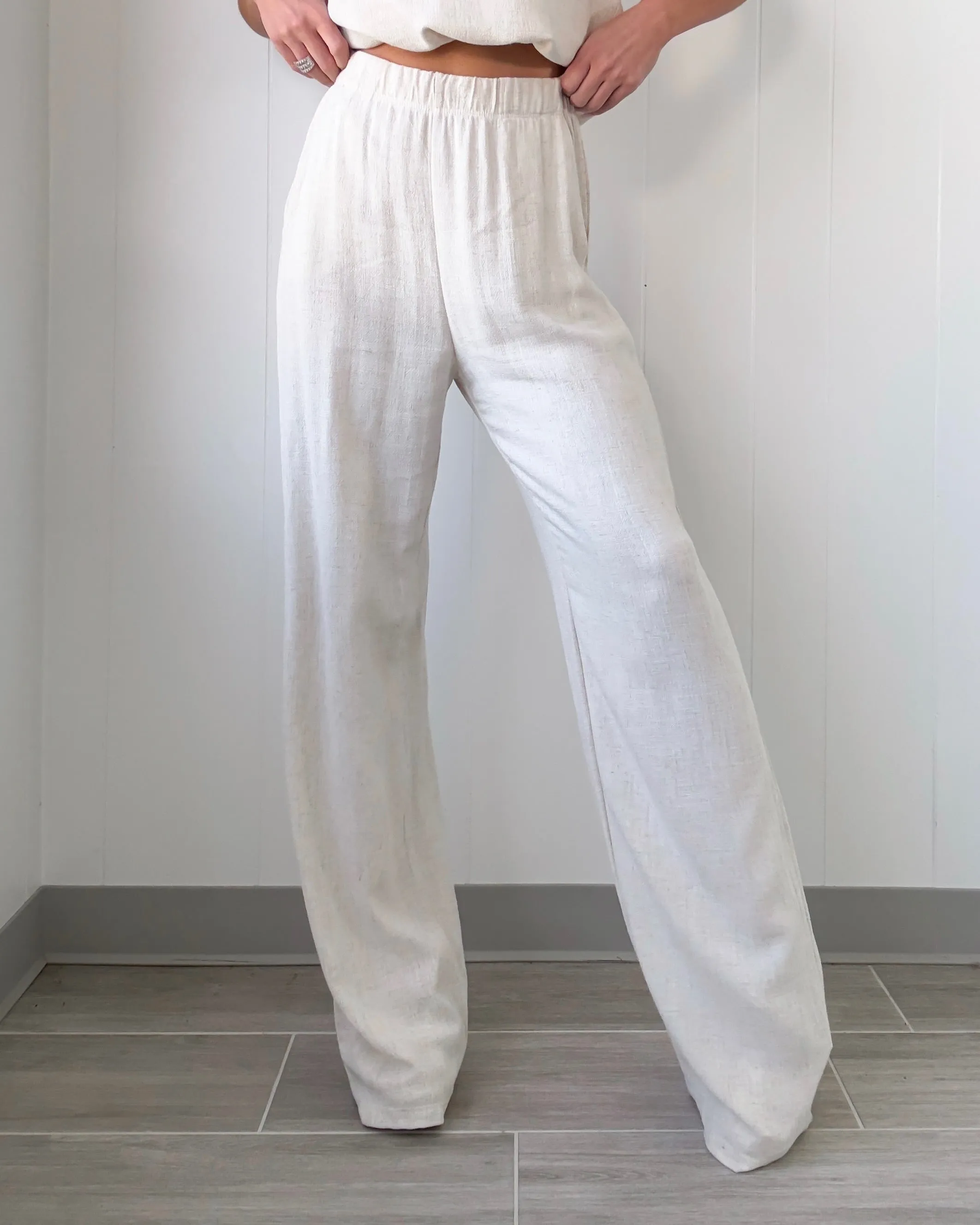 Airy Affair Linen Wide Leg Pants - Oat