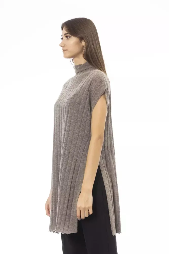 Alpha Studio Wool Women Sweater with Side Women's Slits