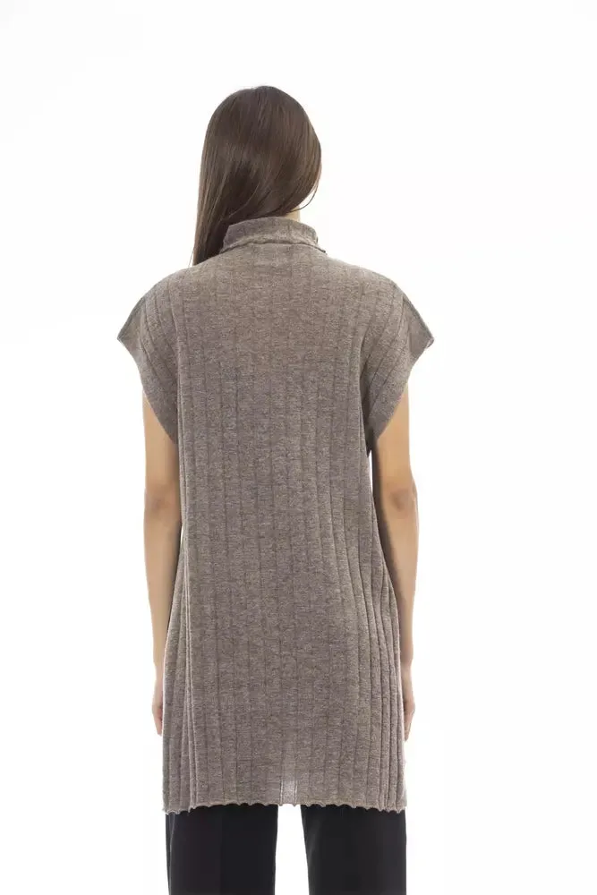 Alpha Studio Wool Women Sweater with Side Women's Slits