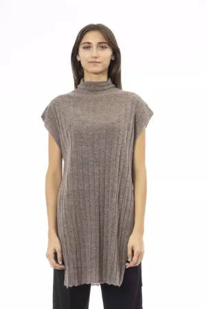 Alpha Studio Wool Women Sweater with Side Women's Slits