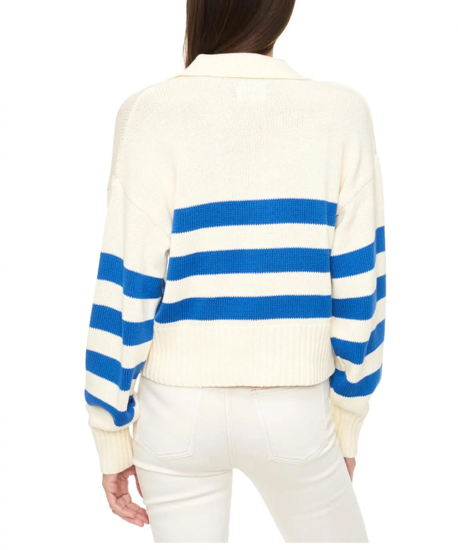 Arlo Polo Sweater In Ivory Sea Stripe