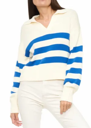 Arlo Polo Sweater In Ivory Sea Stripe