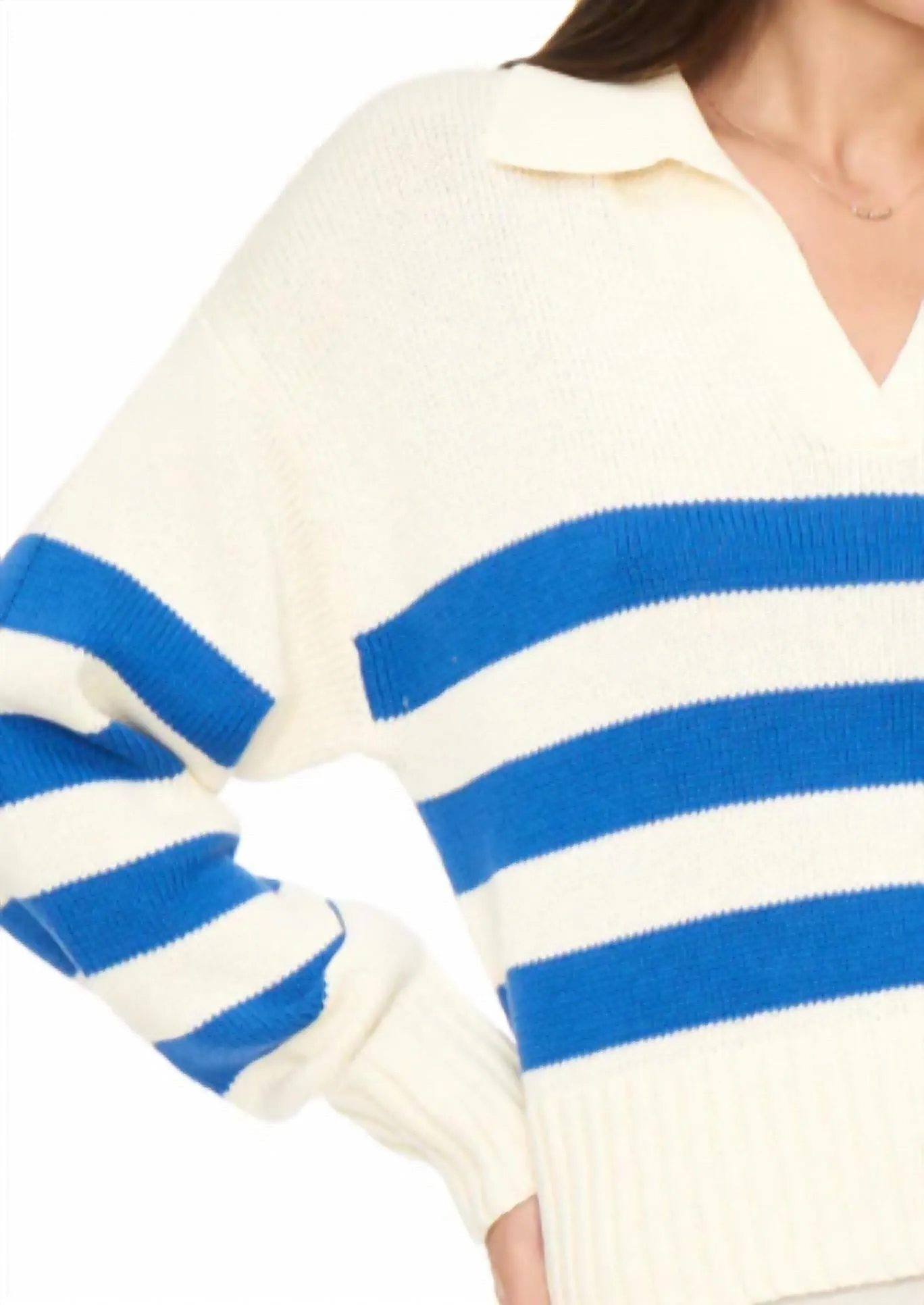 Arlo Polo Sweater In Ivory Sea Stripe