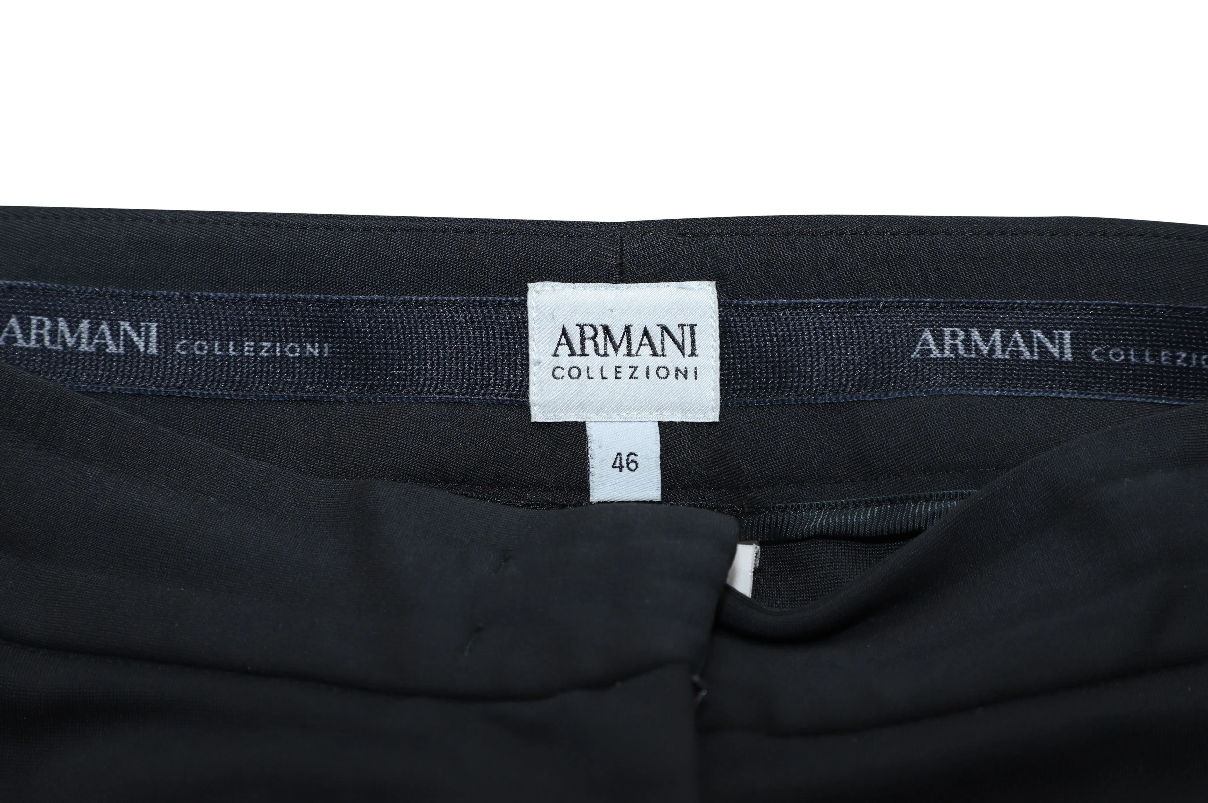 Armani Straight Leg Pants in Black Polyester
