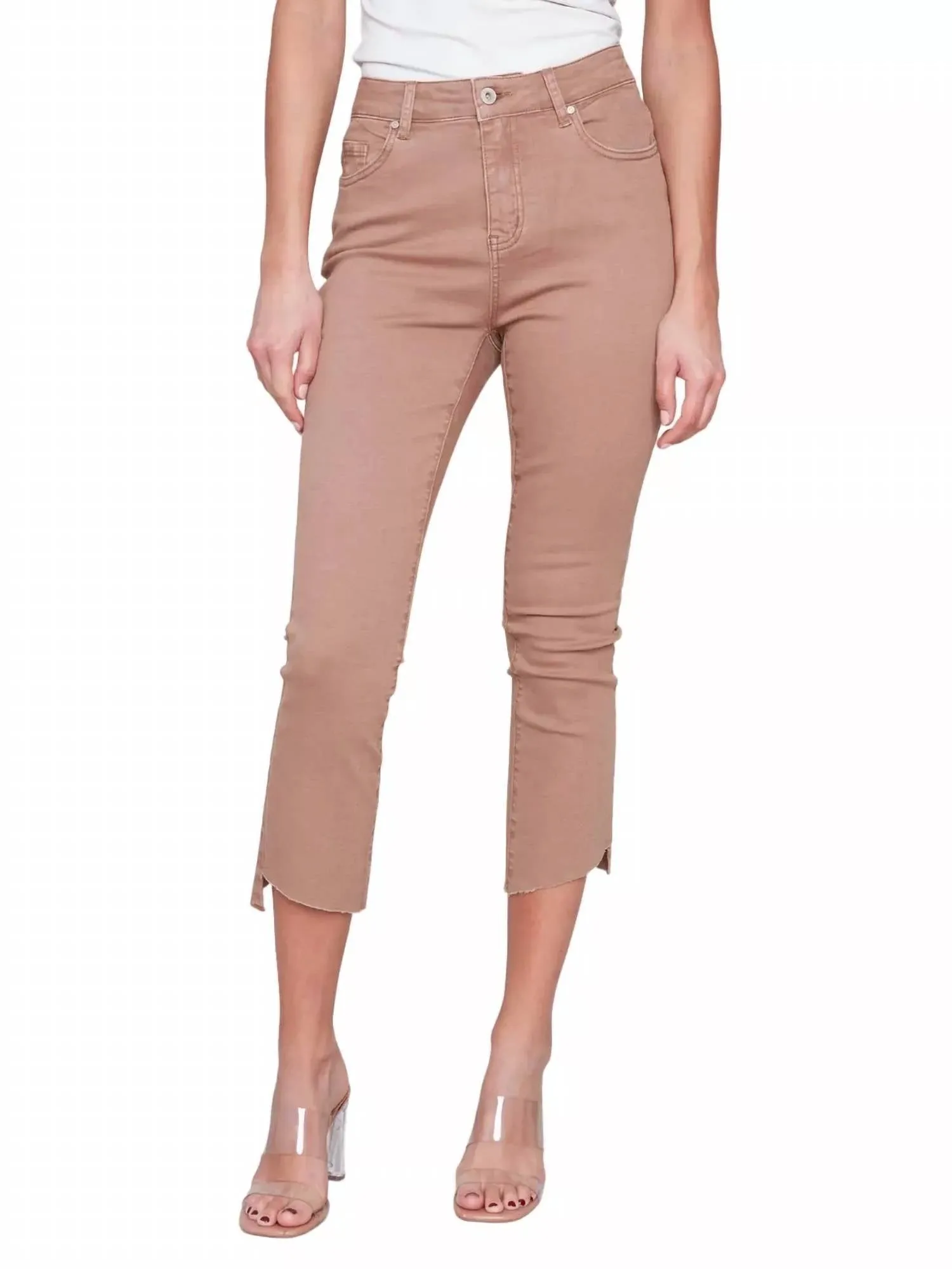 Assymetrical Hem Pants 24" In Caramel