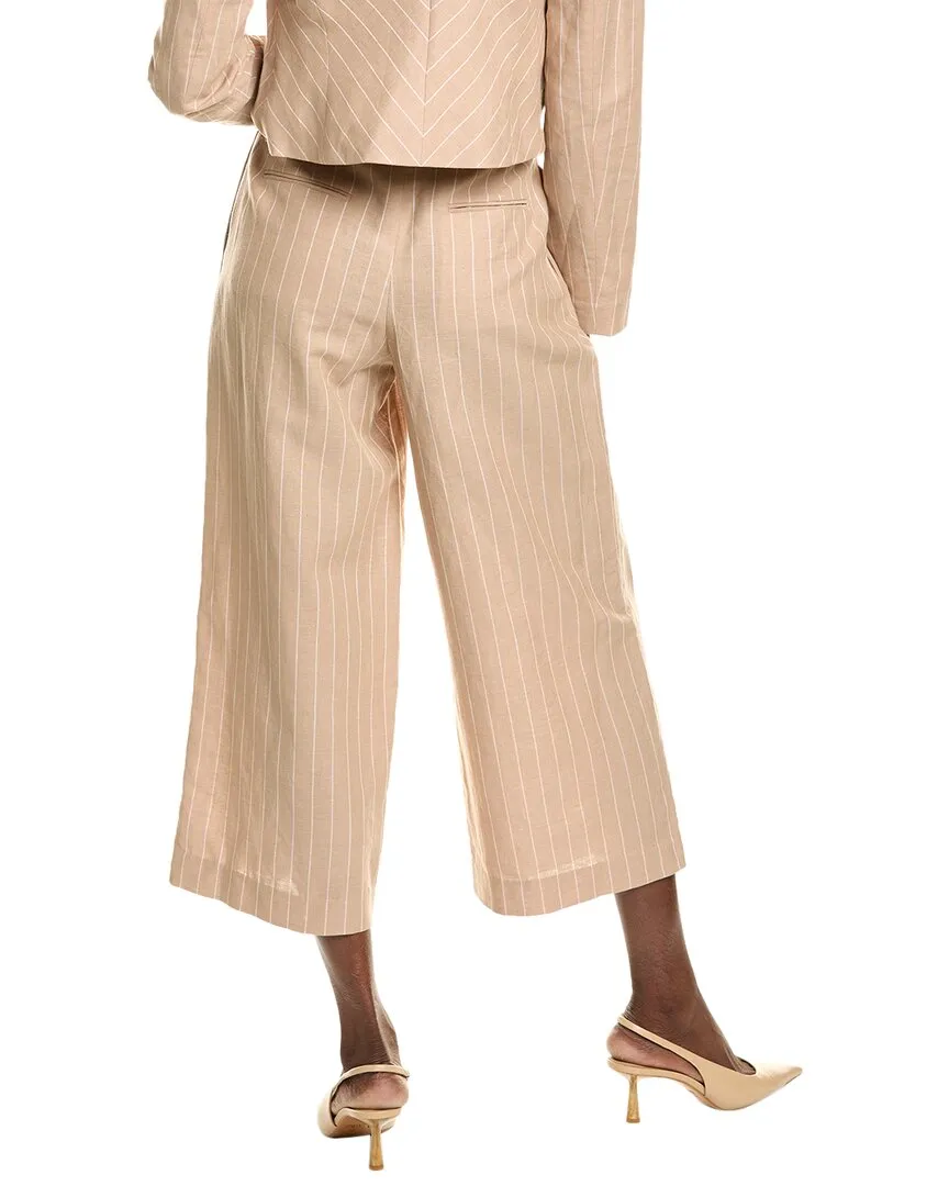 BCBGMAXAZRIA Wide Leg Linen-Blend Crop Pant