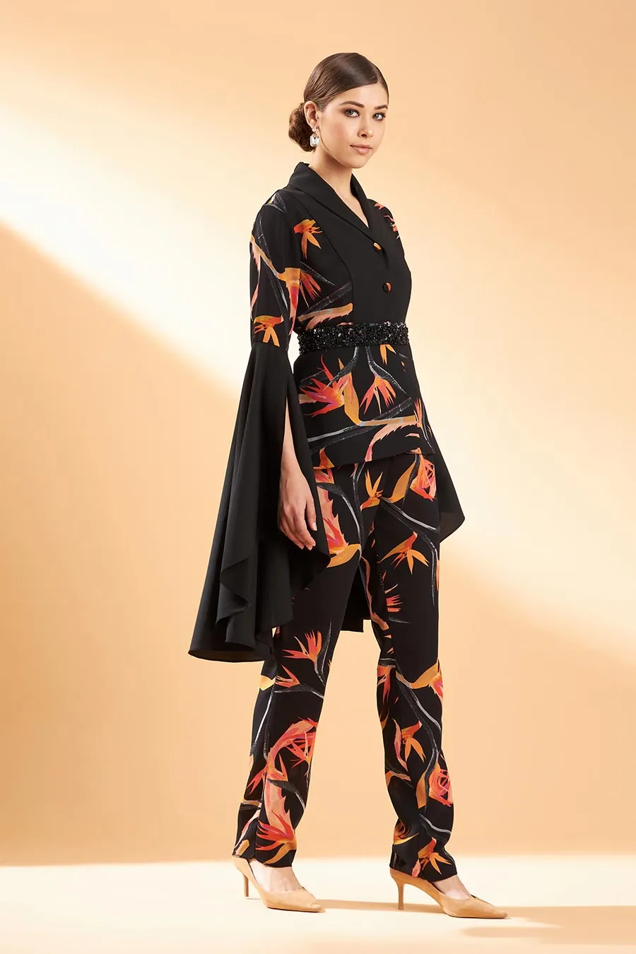 Black Tropical Print Co-Ord Set