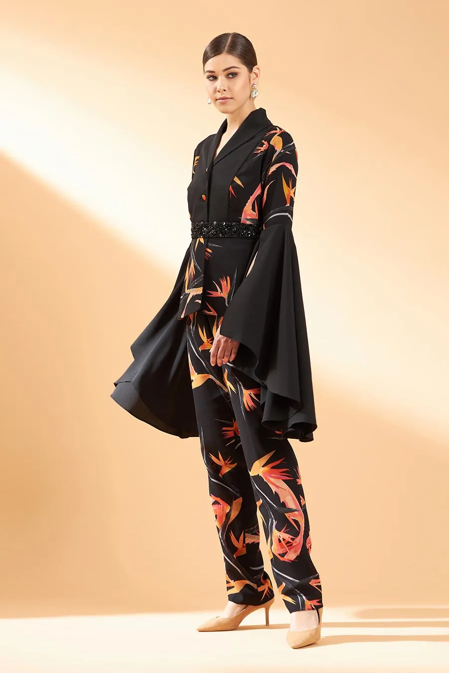 Black Tropical Print Co-Ord Set