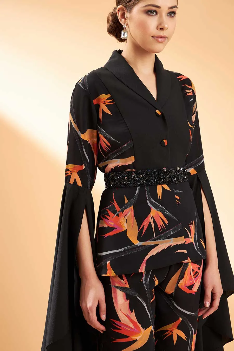 Black Tropical Print Co-Ord Set