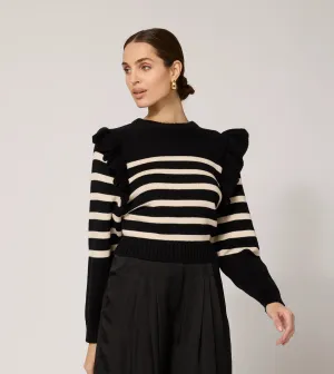 Blair Cropped Sweater | Black/Ivory