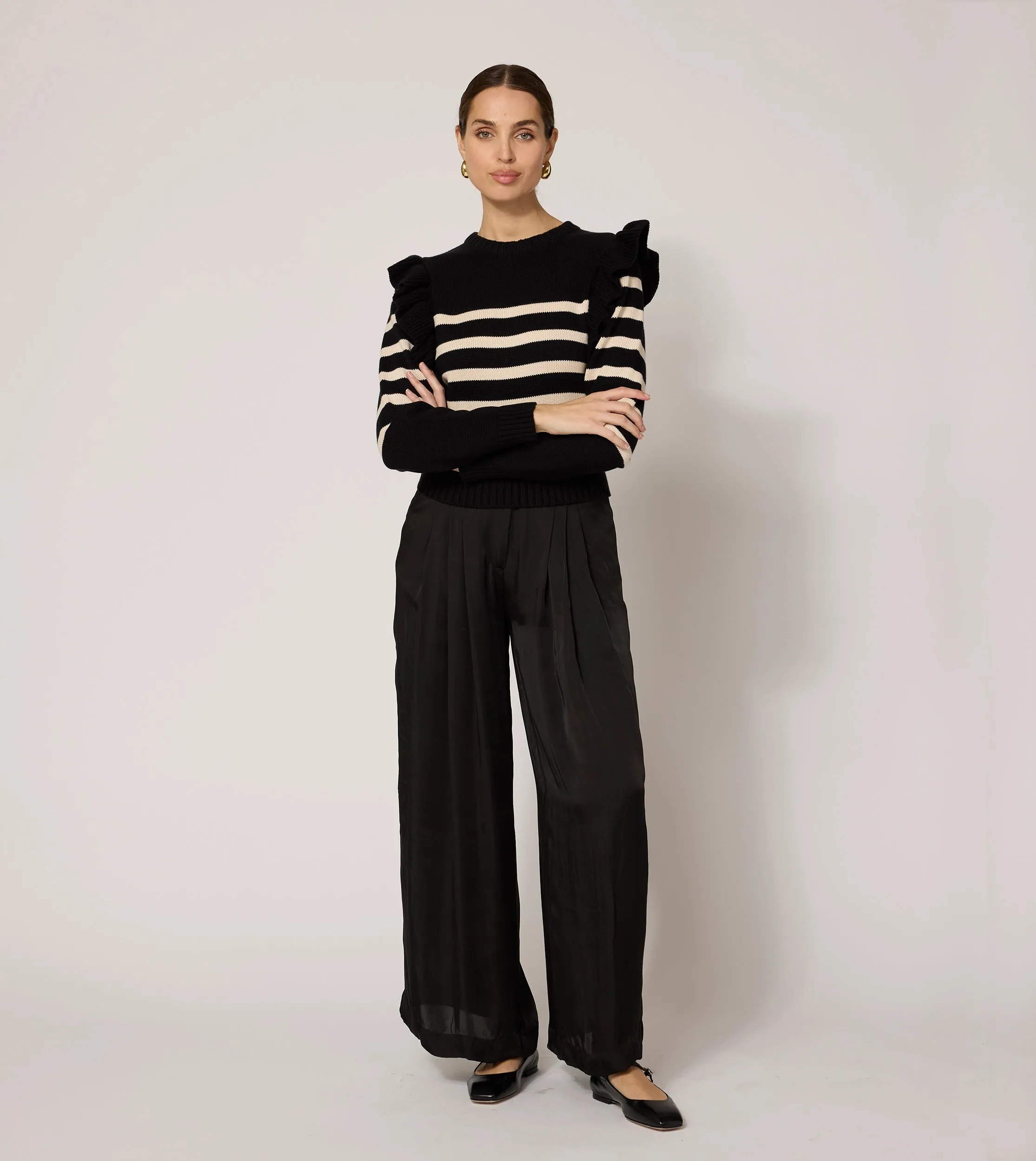 Blair Cropped Sweater | Black/Ivory