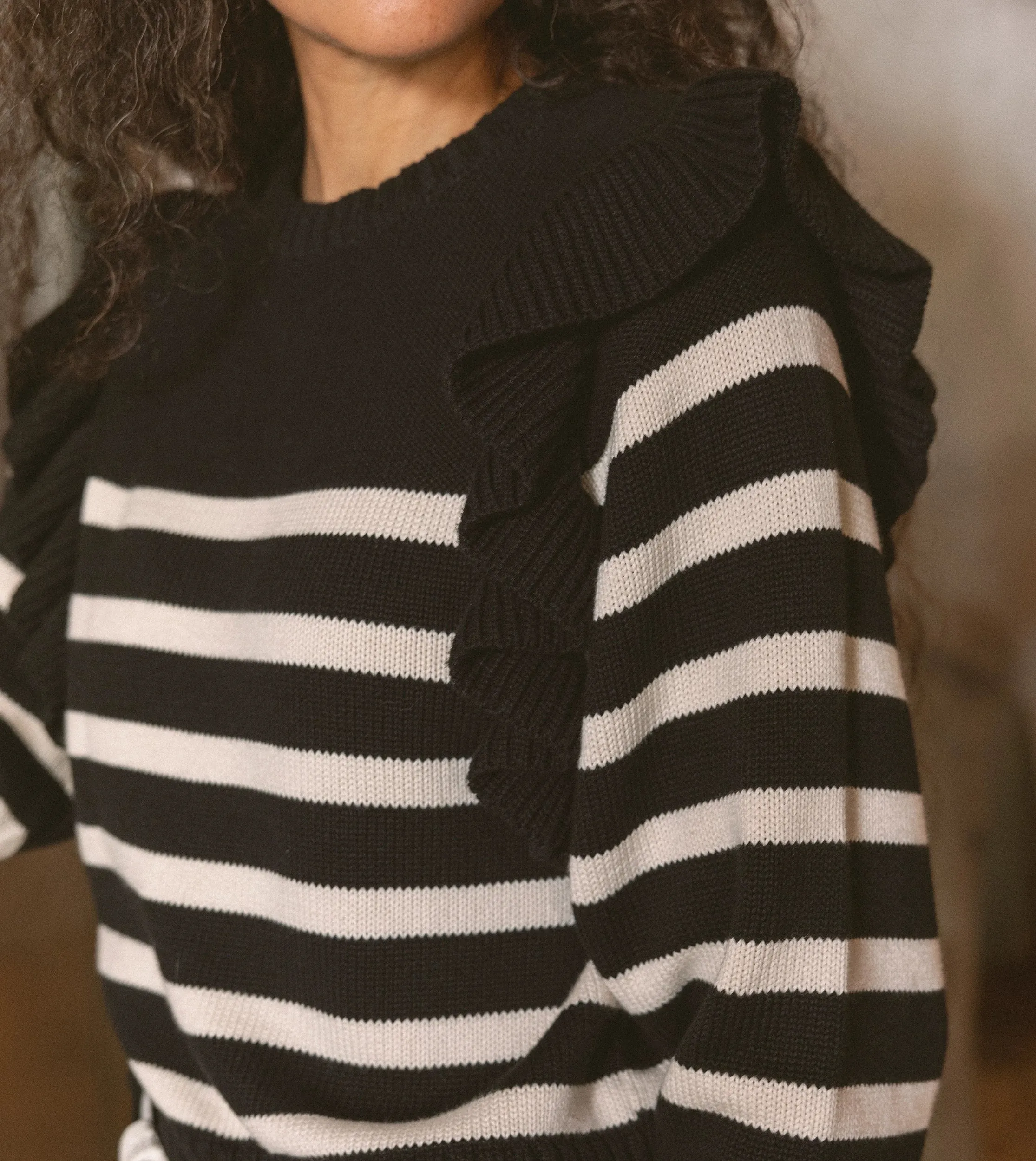 Blair Cropped Sweater | Black/Ivory