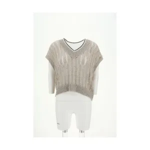 Brunello Cucinelli Openwork knit design Vest with sequins