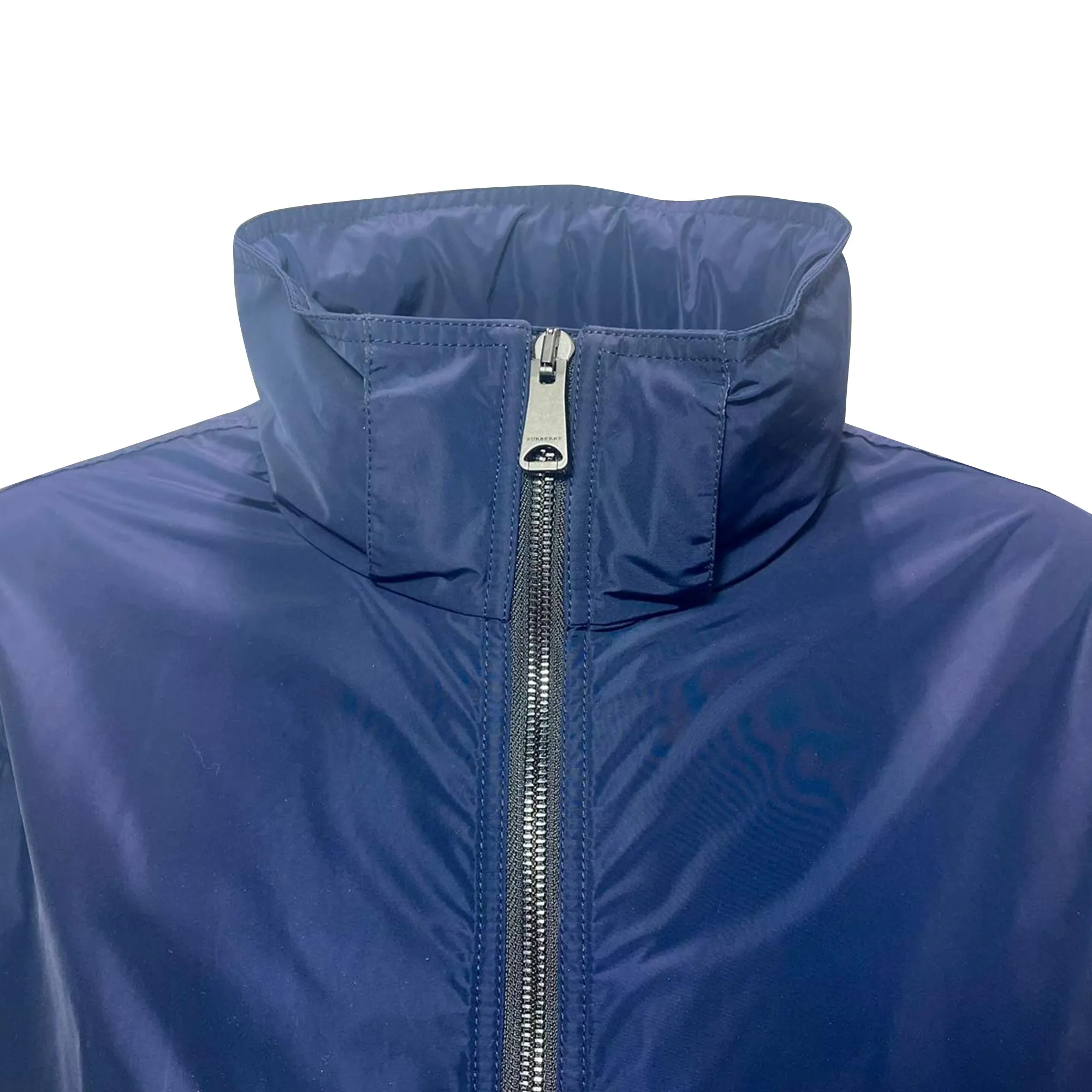 Burberry Packaway Hood Shape-Memory Taffeta Jacket in Navy Blue Polyester