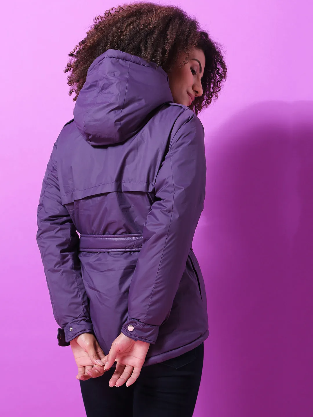 Campus Sutra Women Solid Stylish Casual Bomber Jacket