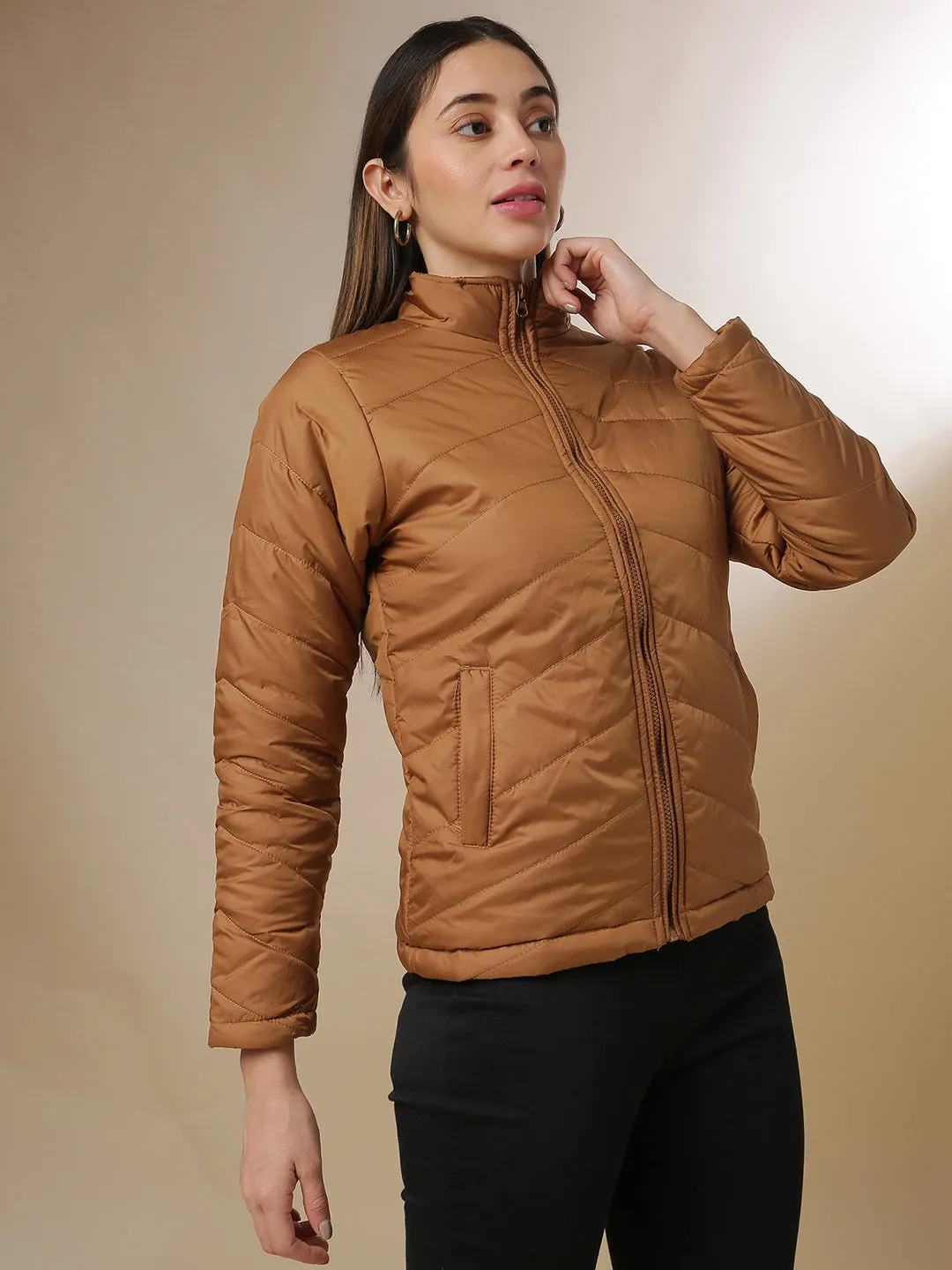 Campus Sutra Women Solid Stylish Casual Bomber Jacket