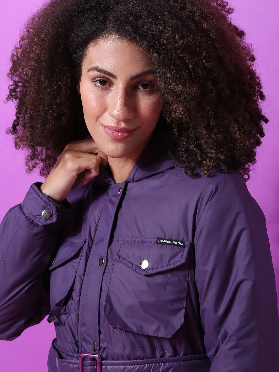 Campus Sutra Women Solid Stylish Casual Bomber Jacket