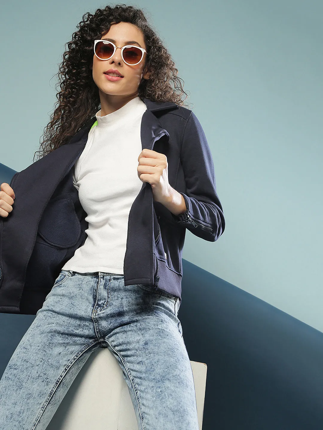 Campus Sutra Women Solid Stylish Casual Jacket