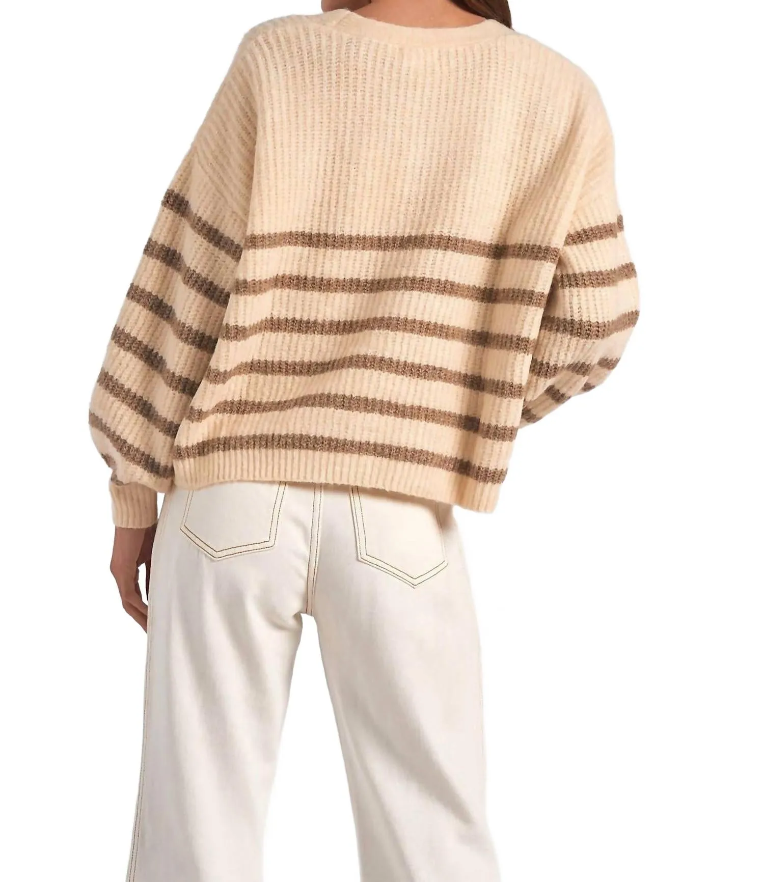 Carmel Stripe Cardigan In Beige
