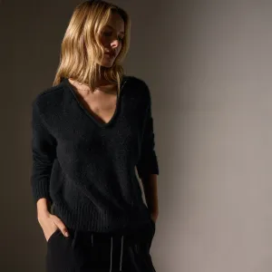 Cashmere Soft V Sweater - True Black