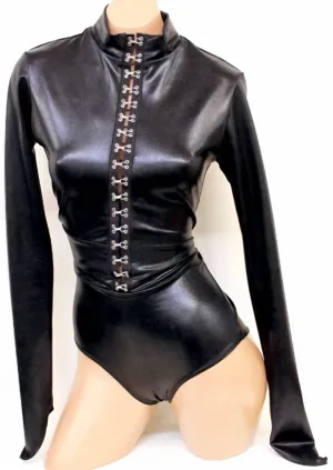 Catwoman Holographic Buckle Up Bodysuit In Black