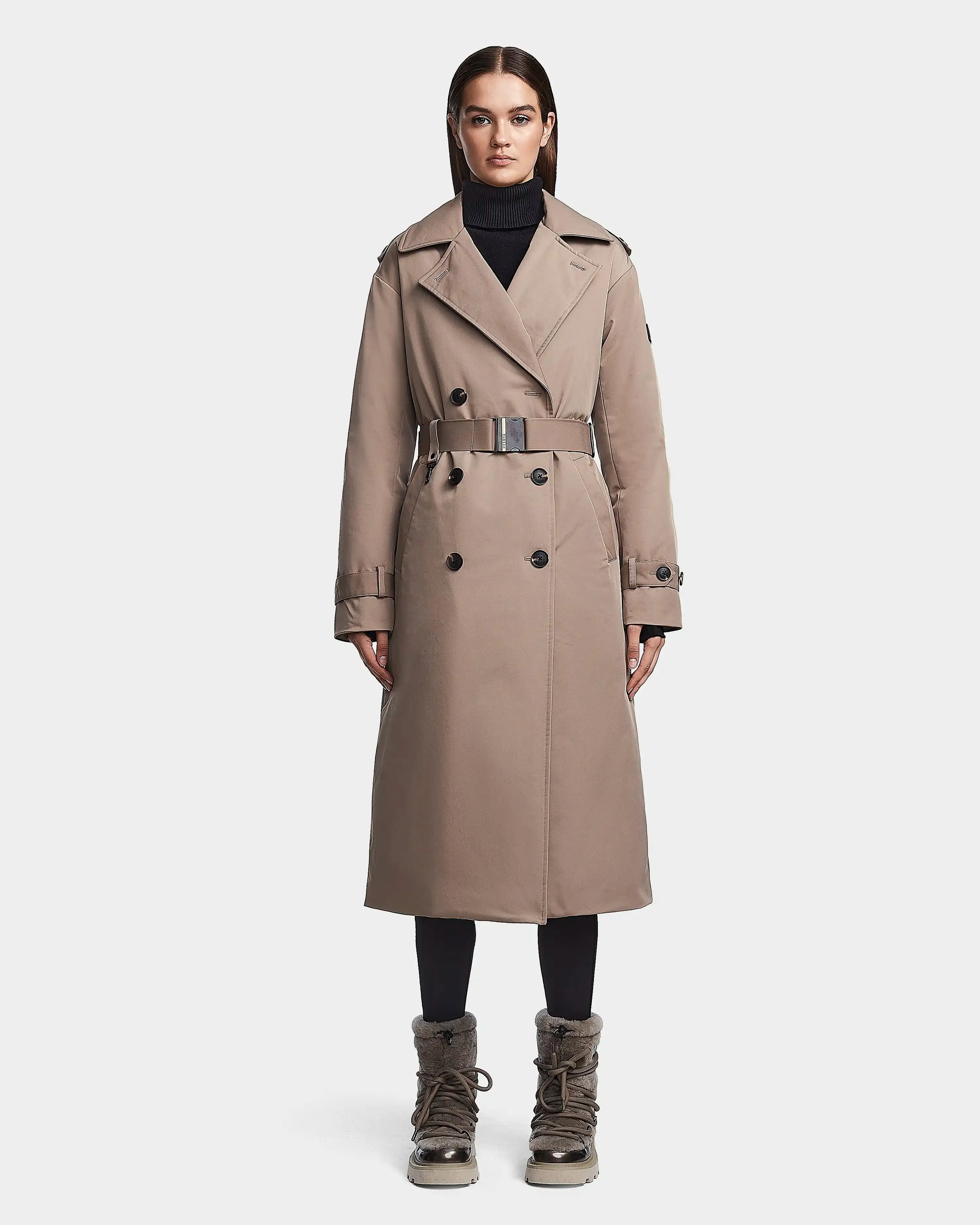 CELIA WOMEN'S LIGHTWEIGHT DOWN TRENCH WITH REMOVABLE HOODED BIB