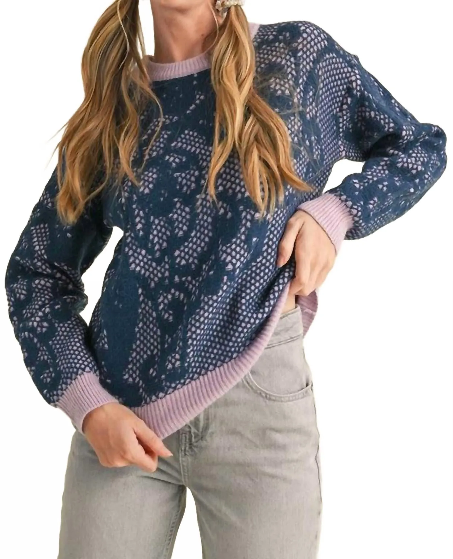 Chantilly Pullover In Dusty Blue