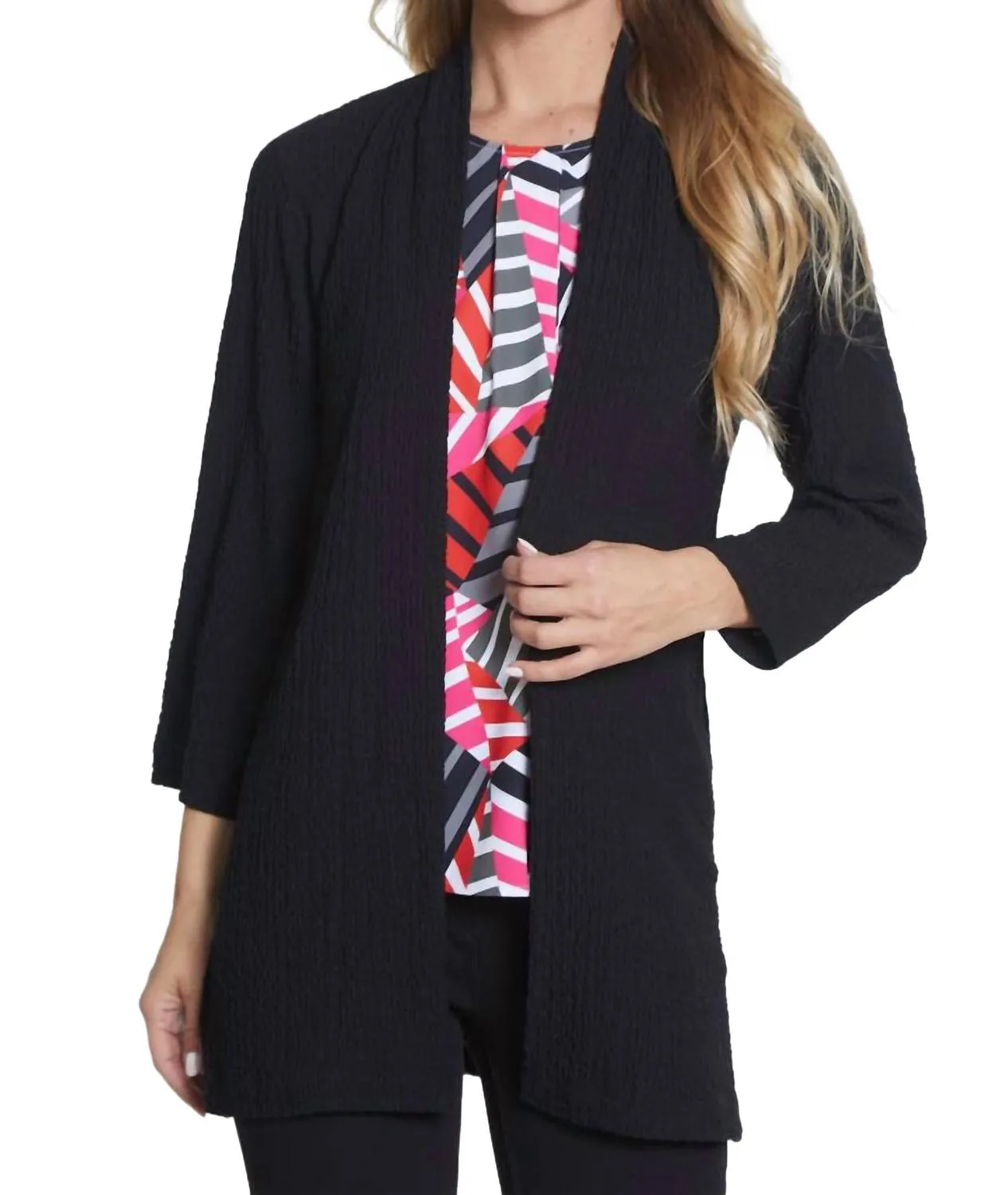 Cifron Set In Kimono Cardigan In Black