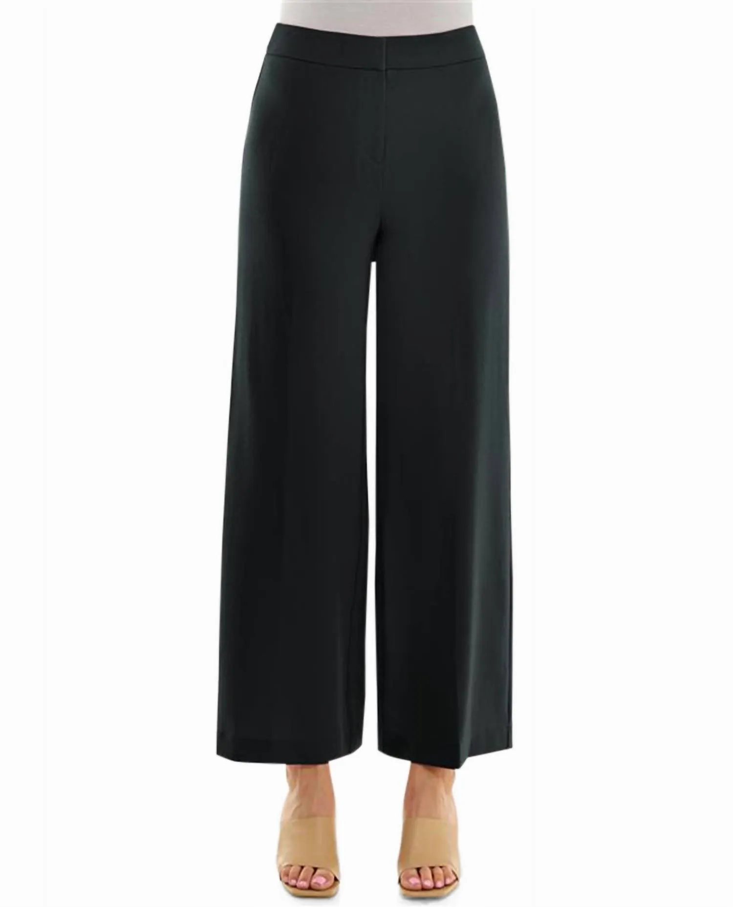 Claire Stretch Crepe Wide Leg Pants In Very Black