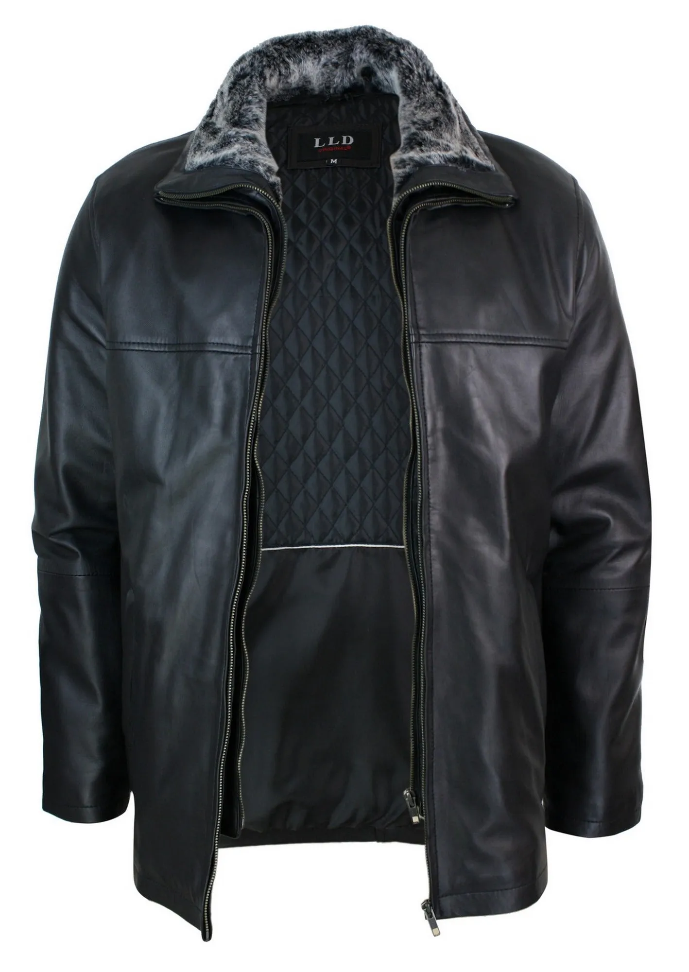 Classic Double Leather Coat Jacket Regular Fit