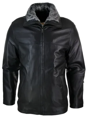 Classic Double Leather Coat Jacket Regular Fit