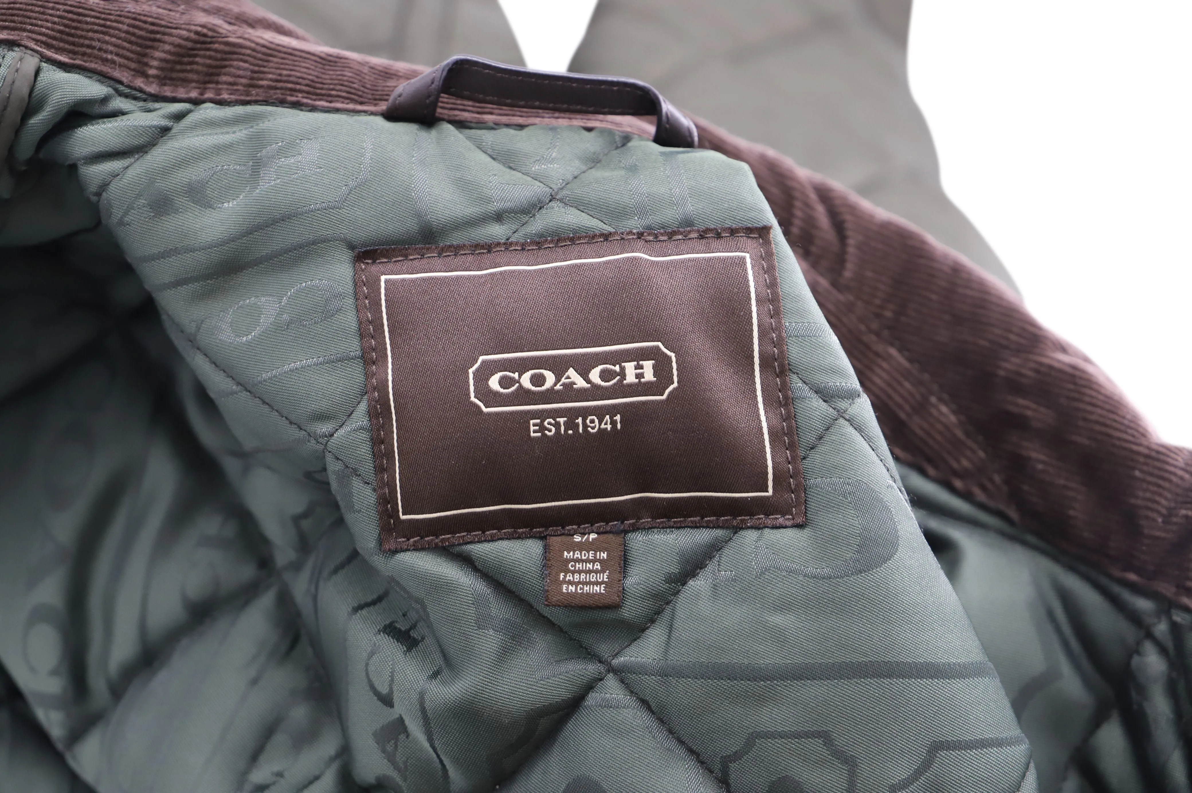 Coach Quilted Hacking Jacket in Olive Nylon
