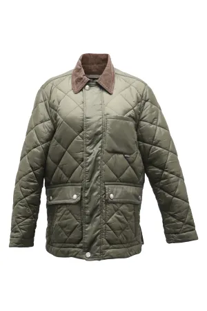 Coach Quilted Hacking Jacket in Olive Nylon