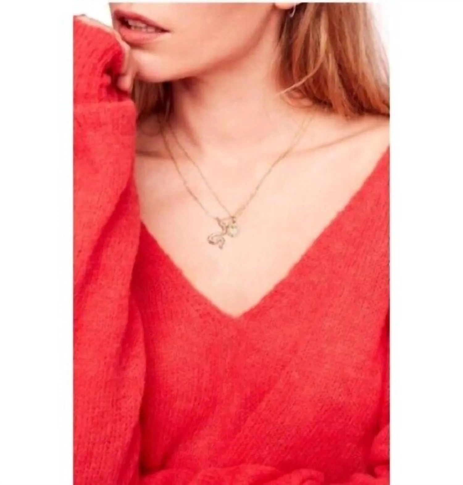 Coral Knit Gossamer V-Neck Sweater In Red