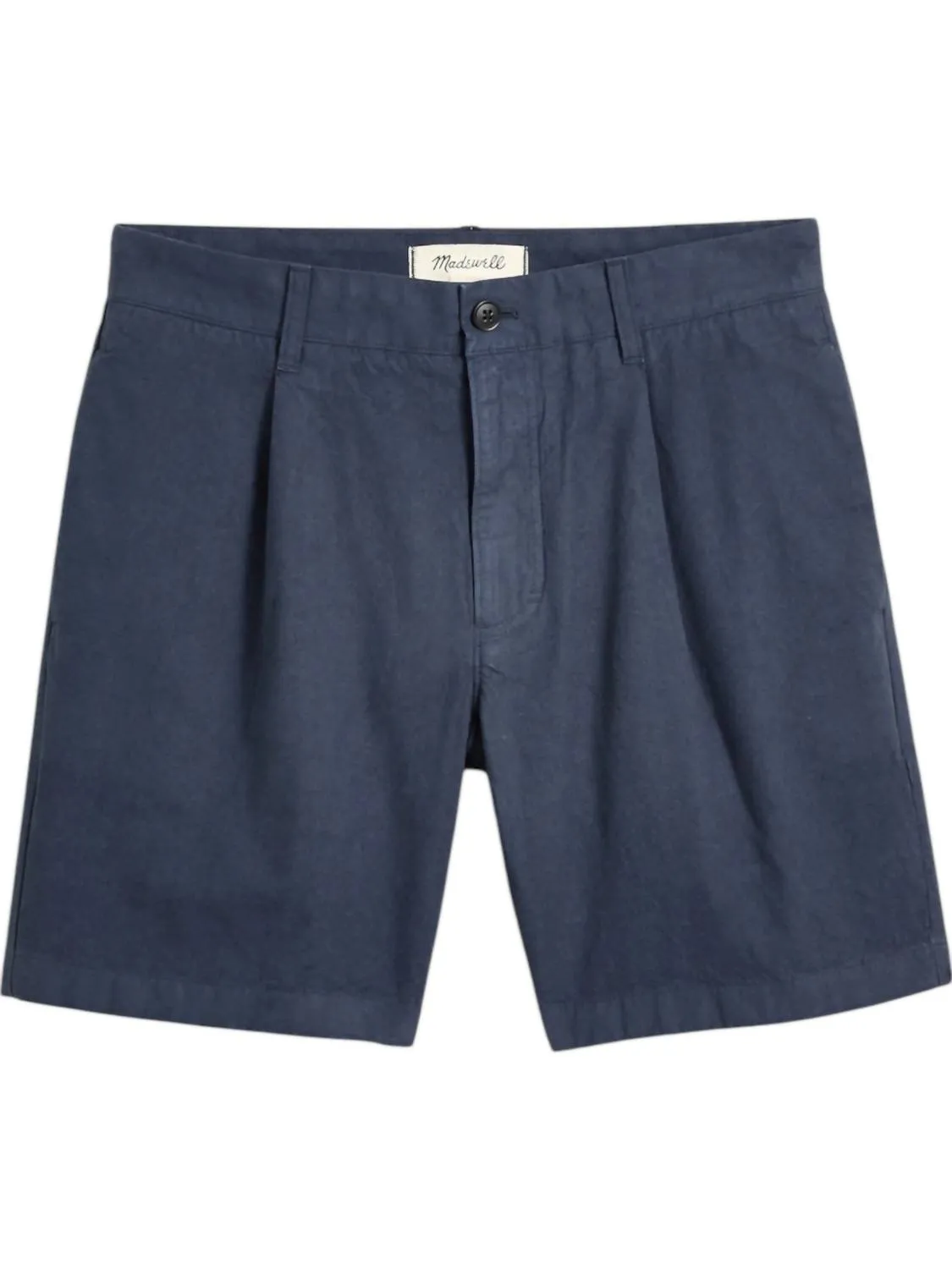 Cotton Hemp Pleated Shorts In Midnight Navy Blue