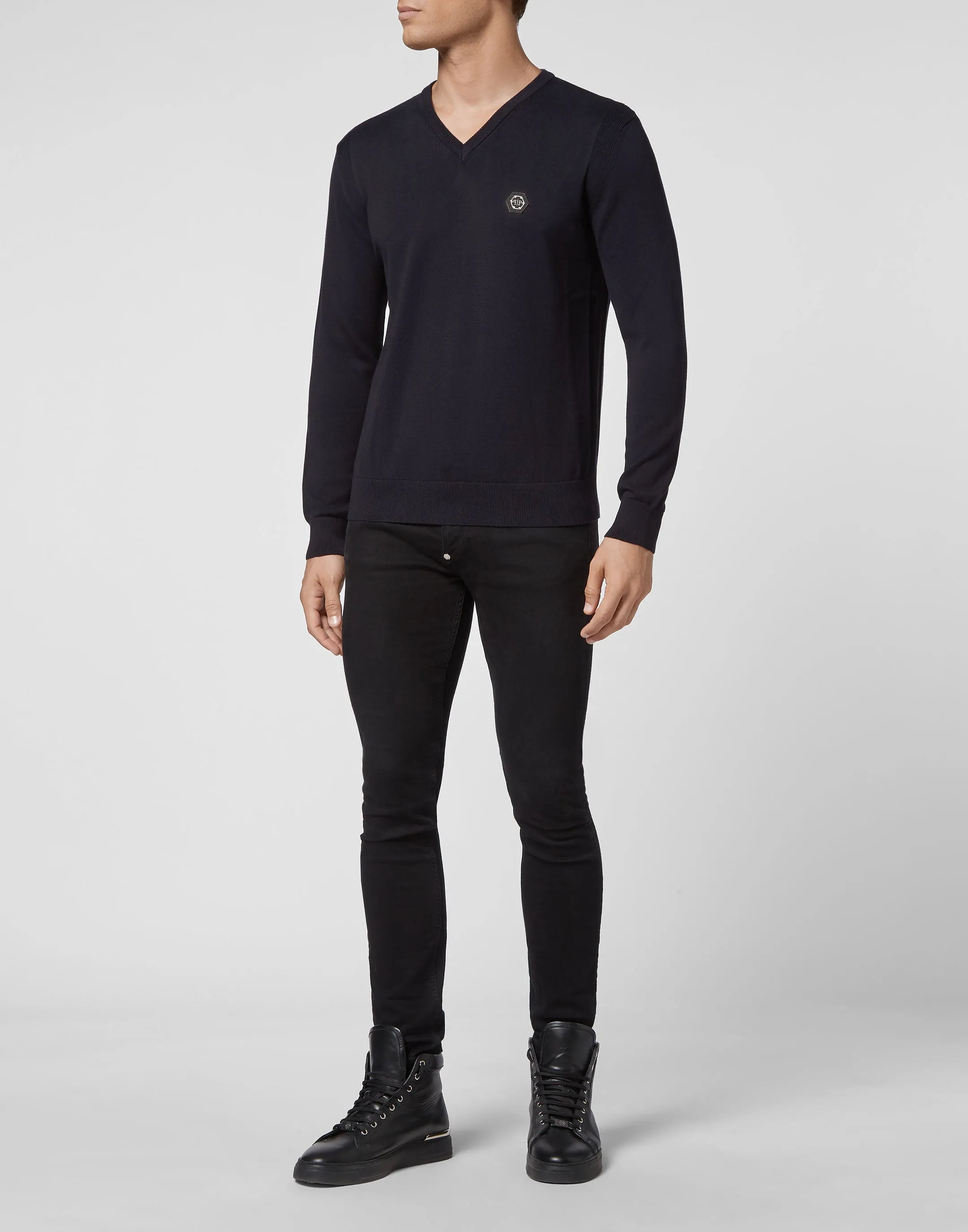 Cotton Pullover V-Neck LS