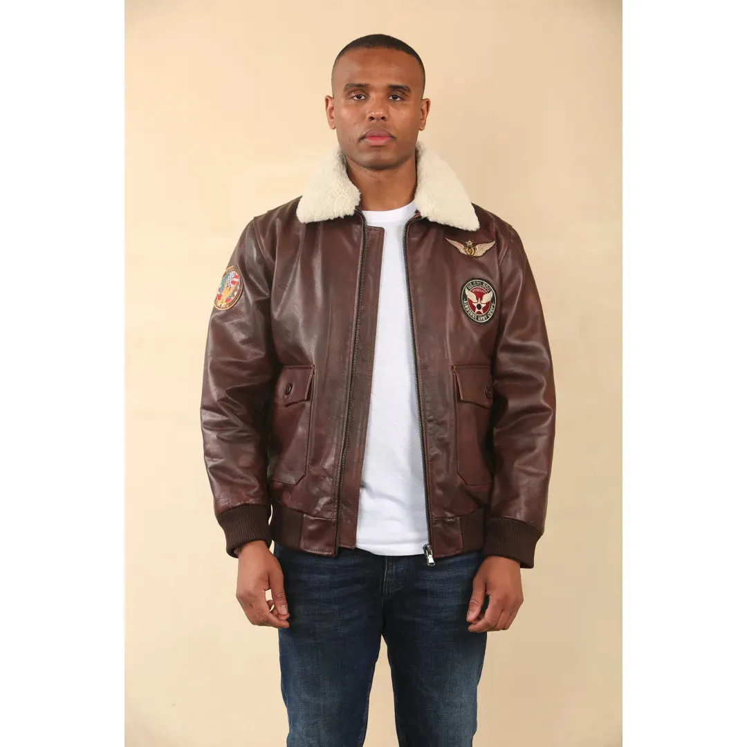 Cowhide Aviator Bomber Leather Jacket
