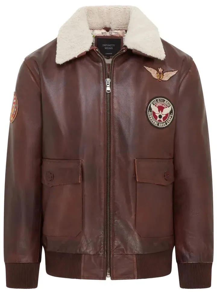 Cowhide Aviator Bomber Leather Jacket