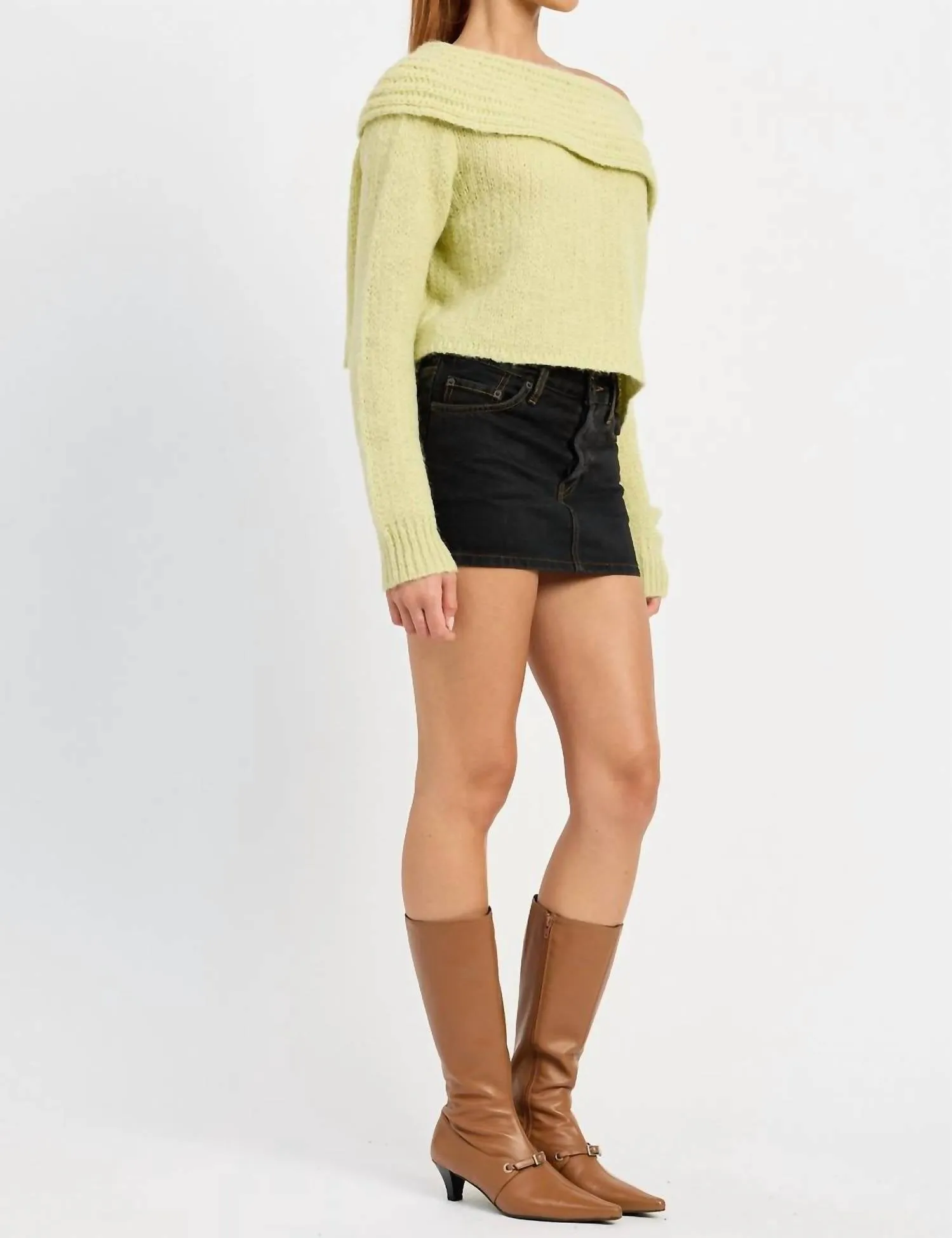Cowl Neck Knit Sweater In Sage
