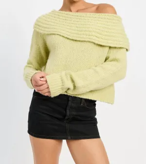 Cowl Neck Knit Sweater In Sage