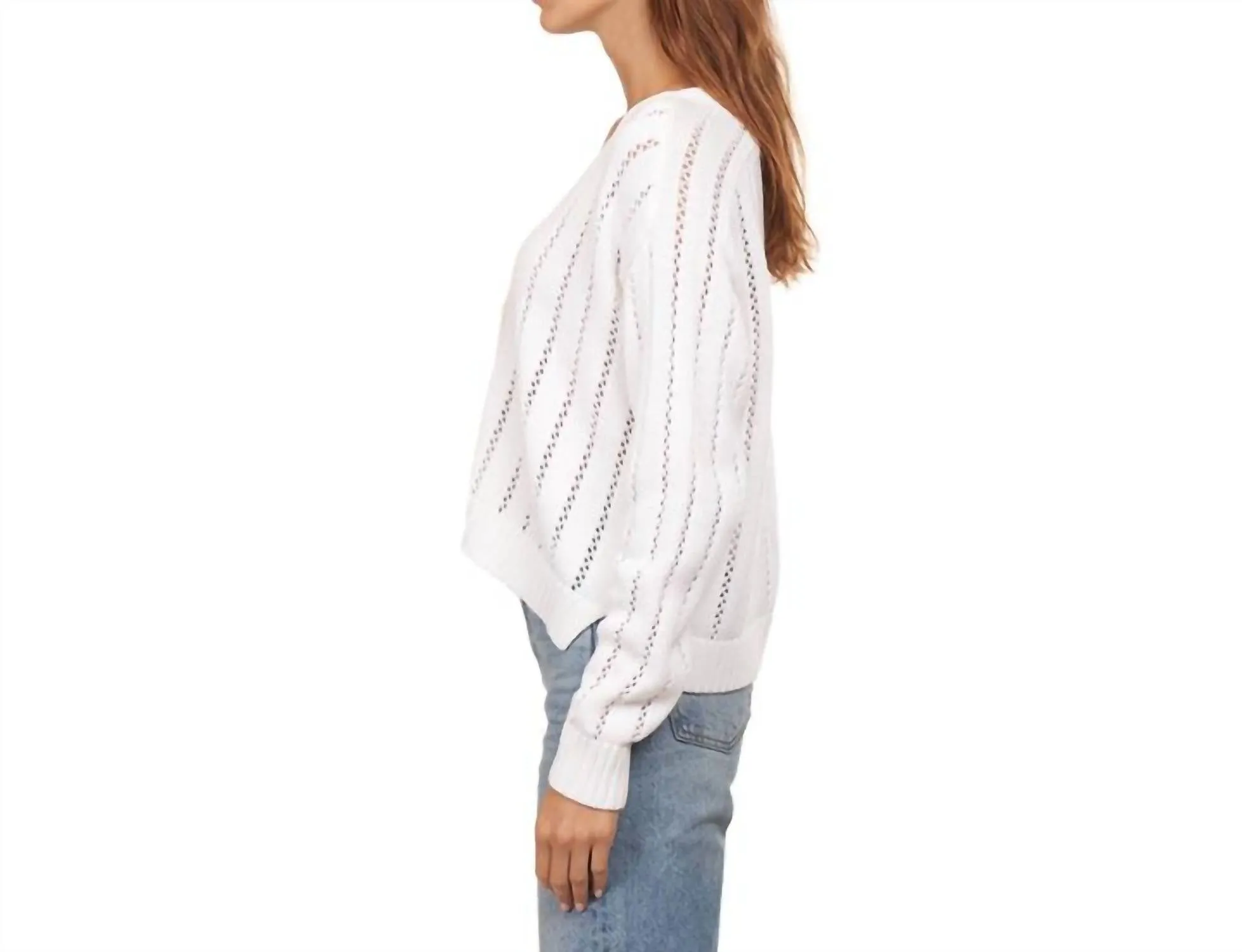 Cropped V-Neck Cardigan In Bleach White